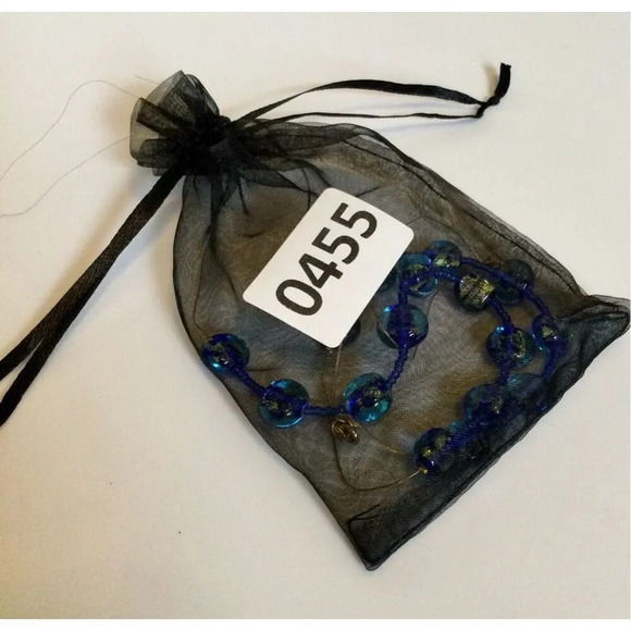 Vintage Blue Quartz Stone Beaded Fashion Necklace with Bracelet Set 2 Piece - Picture 6 of 7